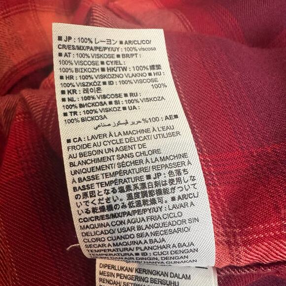 Gap x Pendleton Red Flannel Viscose Soft Plaid Button Down Shirt sz M EUC - Picture 7 of 8
